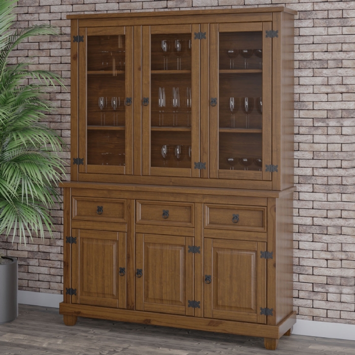 Armário Cristaleira de Madeira 6 Portas Henry Imbuia Fosco Z25 - Mpozenato