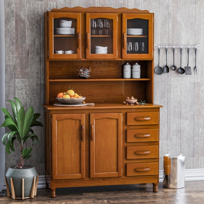 Armário Cozinha Compacta 120cm Madeira 5 Portas Kyle Imbuia Z25 - Mpozenato