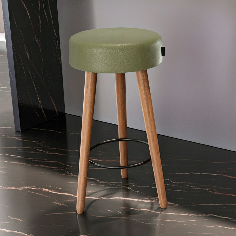 Banqueta Alta Estofada Pés Palito Hong Sintético Verde S08  - Mpozenato