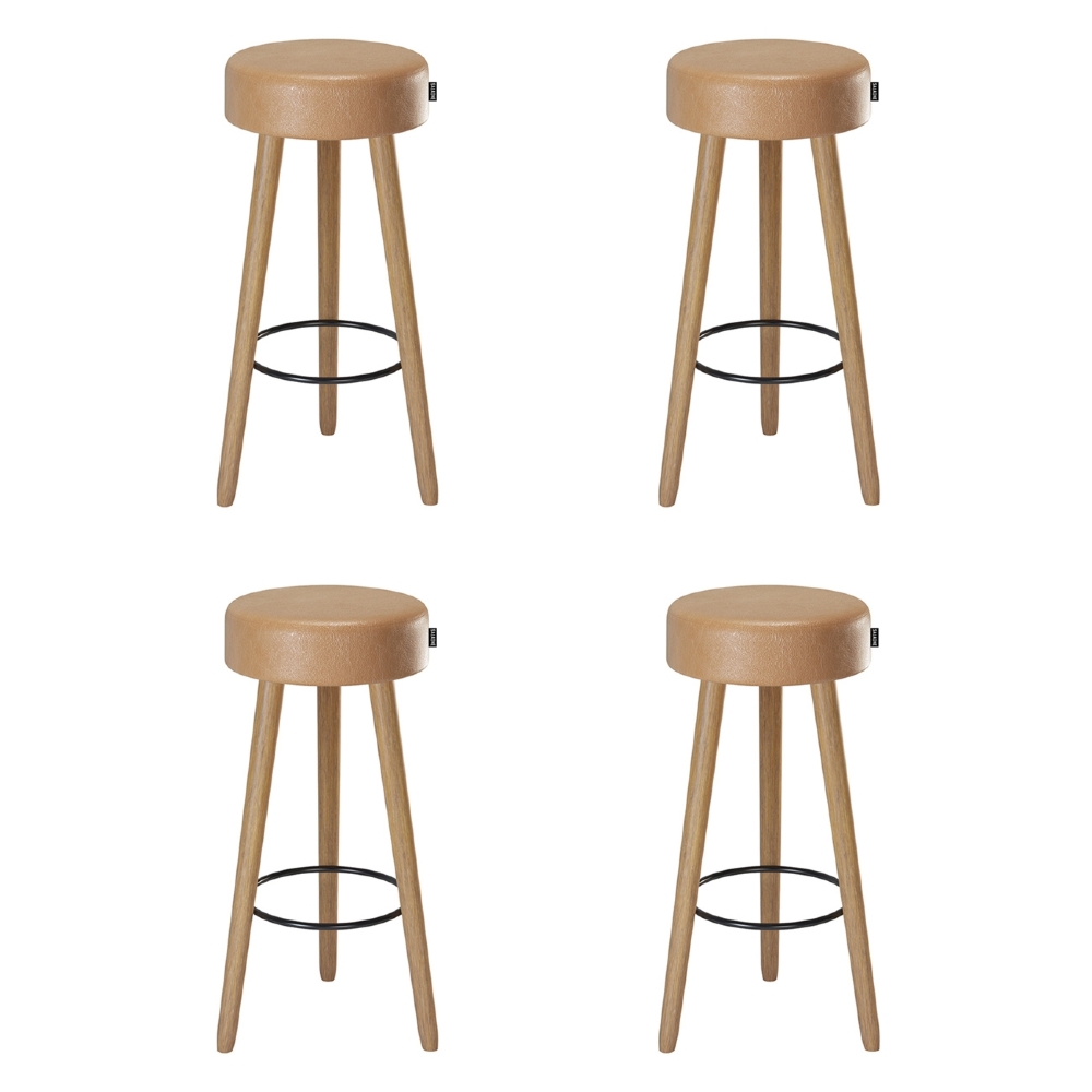 Banqueta Alta Estofada Pés Palito Kit 4 Hong Sintético Amarula S08 - Mpozenato