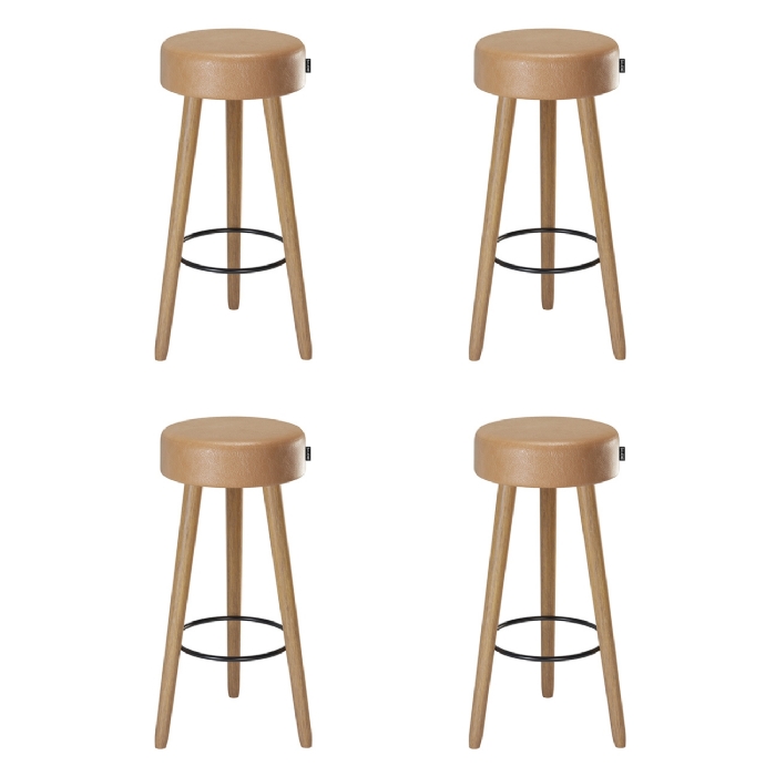 Banqueta Alta Estofada Pés Palito Kit 4 Hong Sintético Amarula S08 - Mpozenato