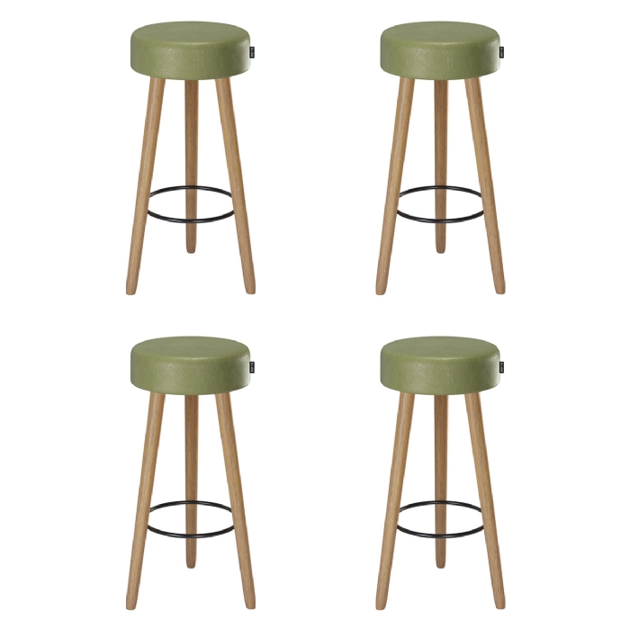 Banqueta Alta Estofada Pés Palito Kit 4 Hong Sintético Verde S08 - Mpozenato