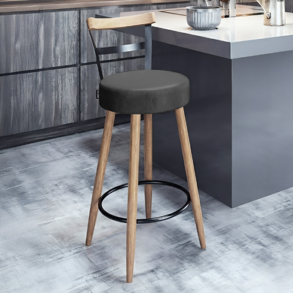 Banqueta Alta Estofada Pés Palito Martin Sintético Preto S08 - Mpozenato