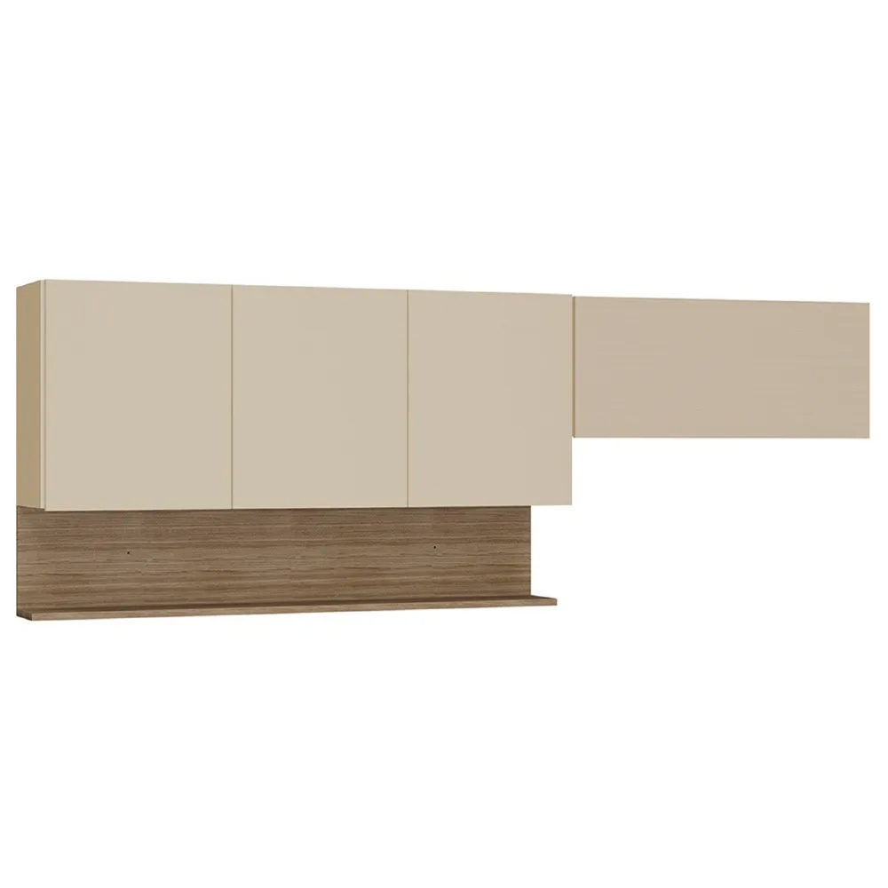 Armário de Cozinha 120cm com Aéreo 70cm Lina Z06 Vanilla/Freijó - Mpozenato