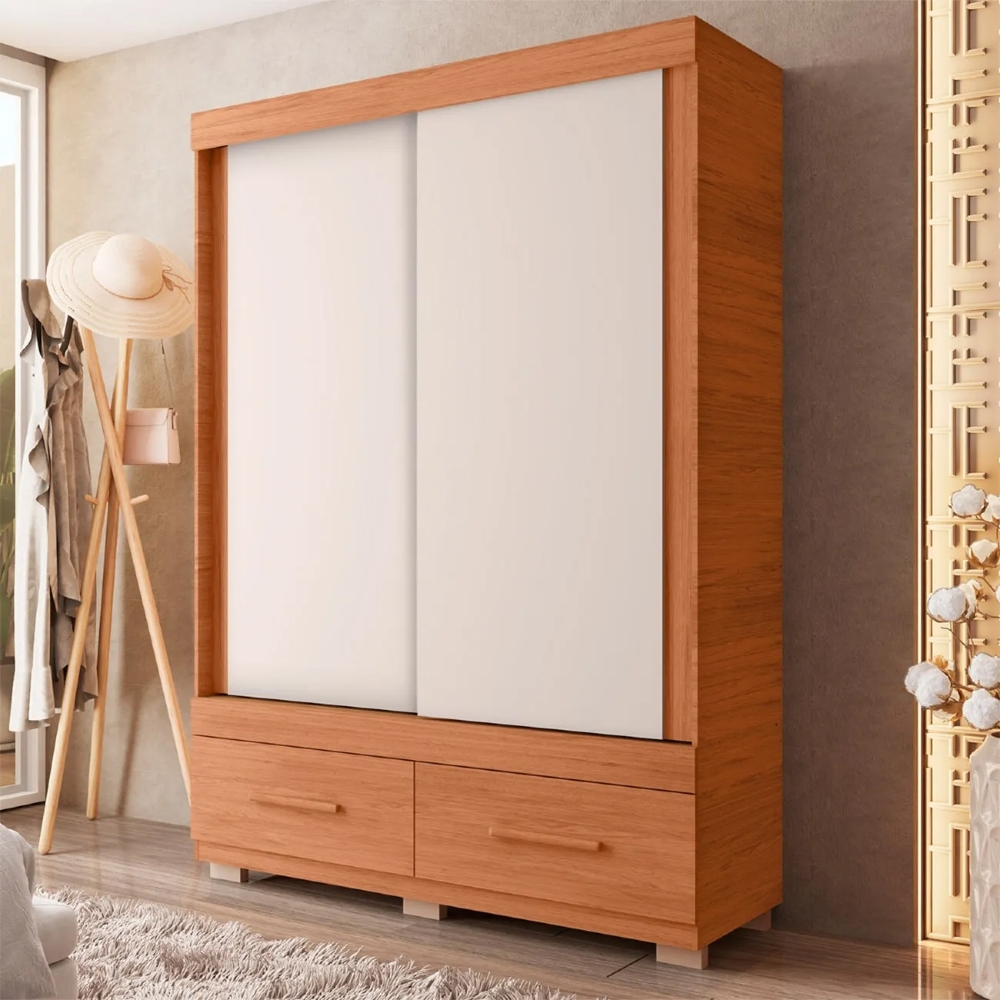 Guarda Roupa Solteiro 137cm Com 2 Portas Darius Freijó/Off C01 - Mpozenato