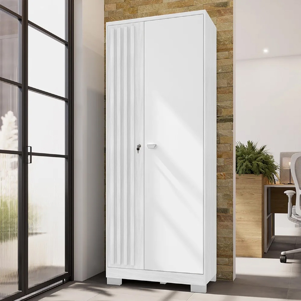 Armário para Escritório 2 Portas com Chave Versus Carvalho Branco/Branco - Incorplac