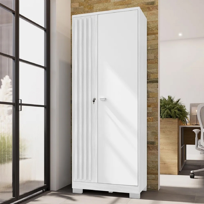 Armário para Escritório 2 Portas com Chave Versus Carvalho Branco/Branco - Incorplac