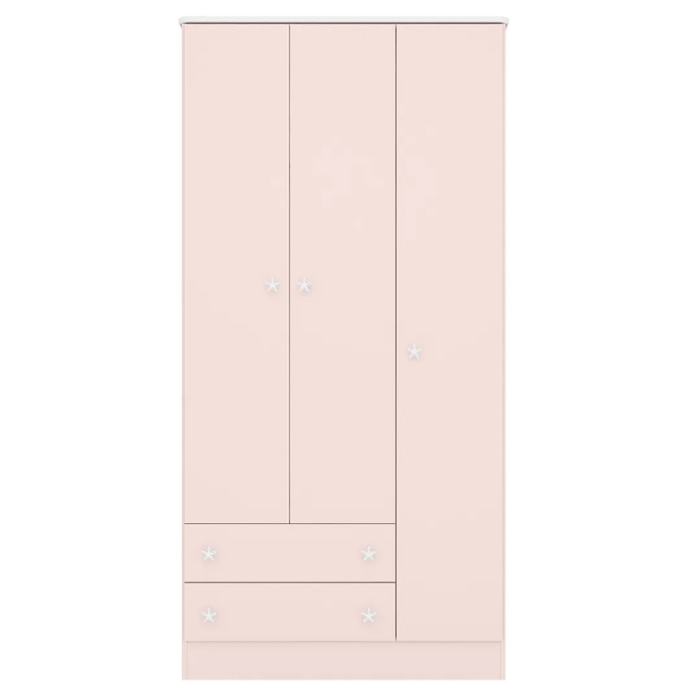 Guarda Roupa Infantil 3 Portas 2 Gavetas Doce Sonho Rosa - Qmovi