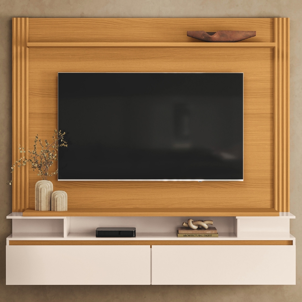 Painel TV 65 Pol 181cm Bancada Suspensa Walle Cinamomo/Off H01 - Mpozenato