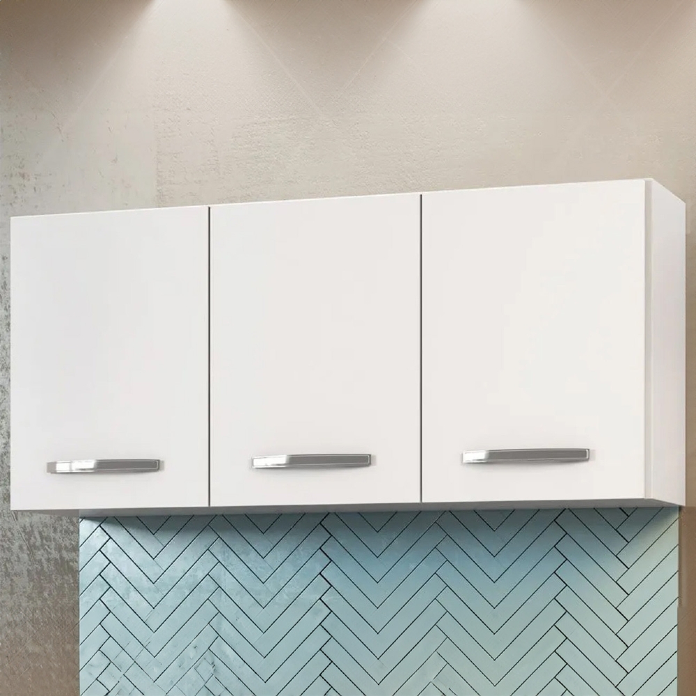 Armário Aéreo Honduras 03 Portas 120cm Branco - Lumil Móveis