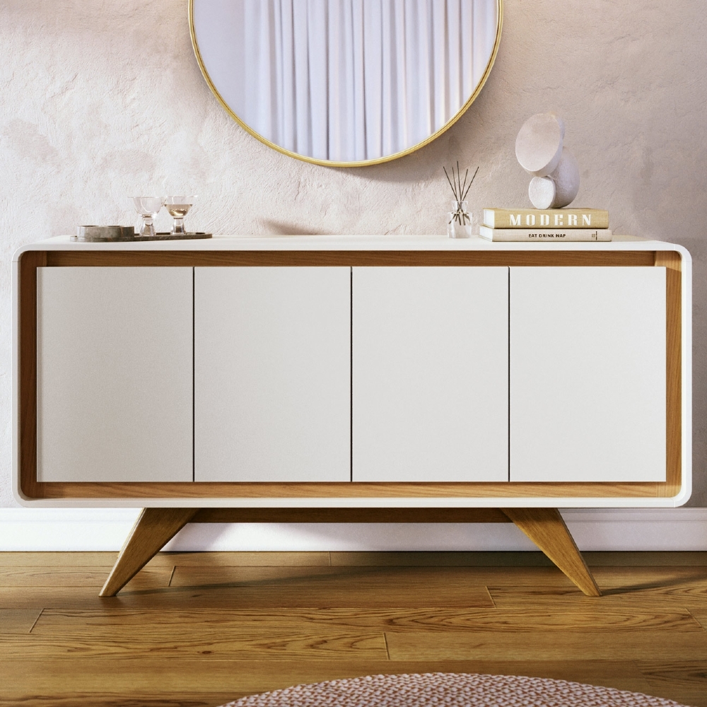 Buffet Aparador 160cm 4 Portas Orgânico Cecy Off White Z56  - Mpozenato
