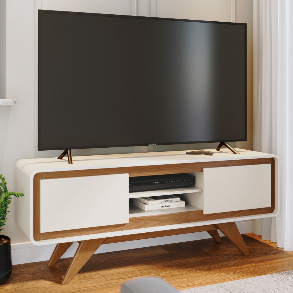 Rack TV 55 Pol 150cm Orgânico 2 Portas Cecy Off White Z56   - Mpozenato
