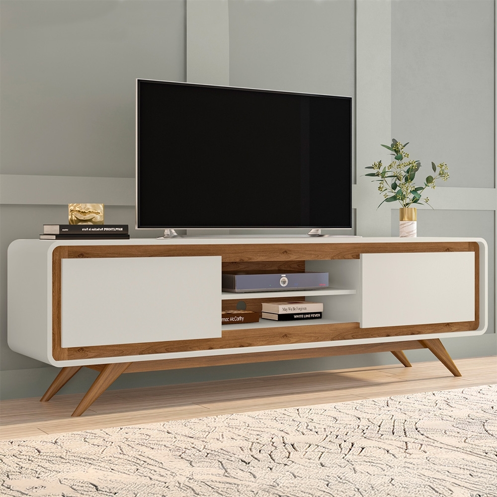 Rack TV 65 Pol 180cm Orgânico 2 Portas Cecy Off White Z56   - Mpozenato