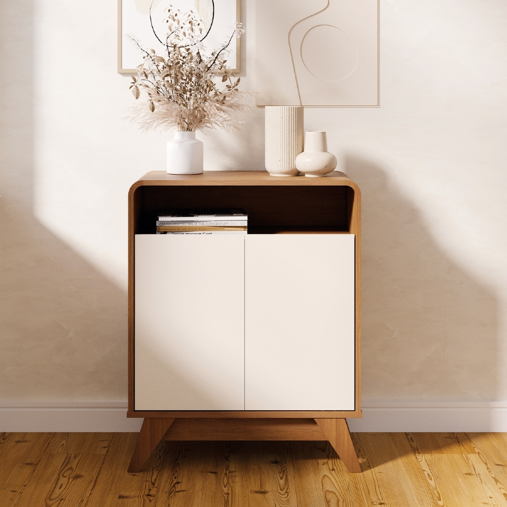 Buffet Aparador 65cm 2 Portas Orgânico Marlo Nature/Off Z56 - Mpozenato