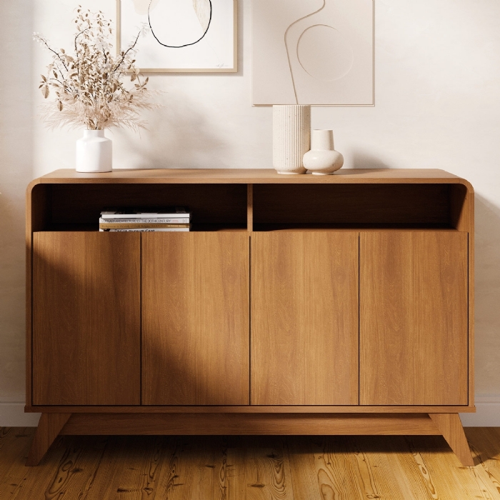 Buffet Aparador 125cm 4 Portas Orgânico Marlo Nature Z56    - Mpozenato