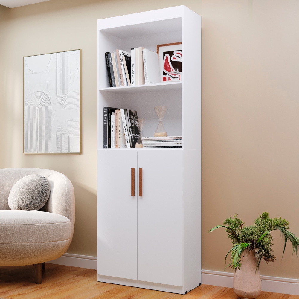 Estante Livreiro Bipartida 63cm 2 Portas Form Branco Z56     - Mpozenato