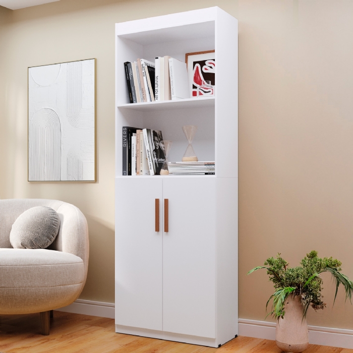 Estante Livreiro Bipartida 63cm 2 Portas Form Branco Z56     - Mpozenato