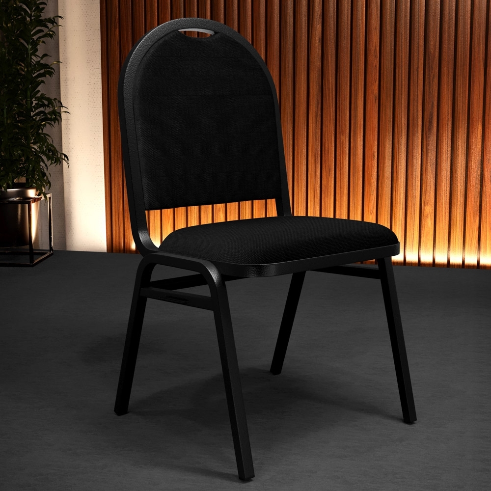Cadeira Hoteleira Auditório Empilhável Linho Z33 Preto - Mpozenato
