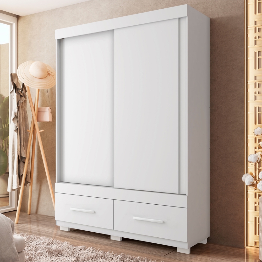 Guarda Roupa Solteiro 137cm Com 2 Portas Darius Branco C01 - Mpozenato