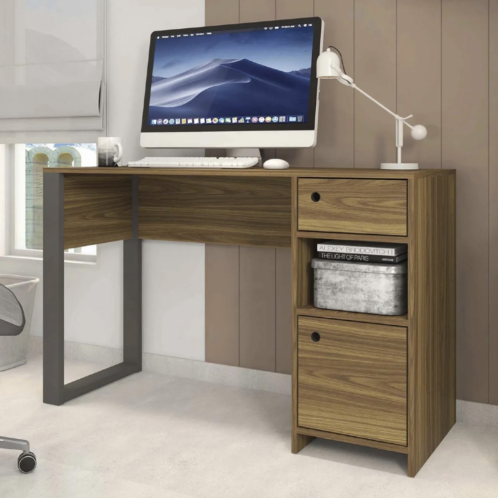 Mesa Para Computador Escrivaninha 125cm 1 Gaveta Una Mel C01 - Mpozenato