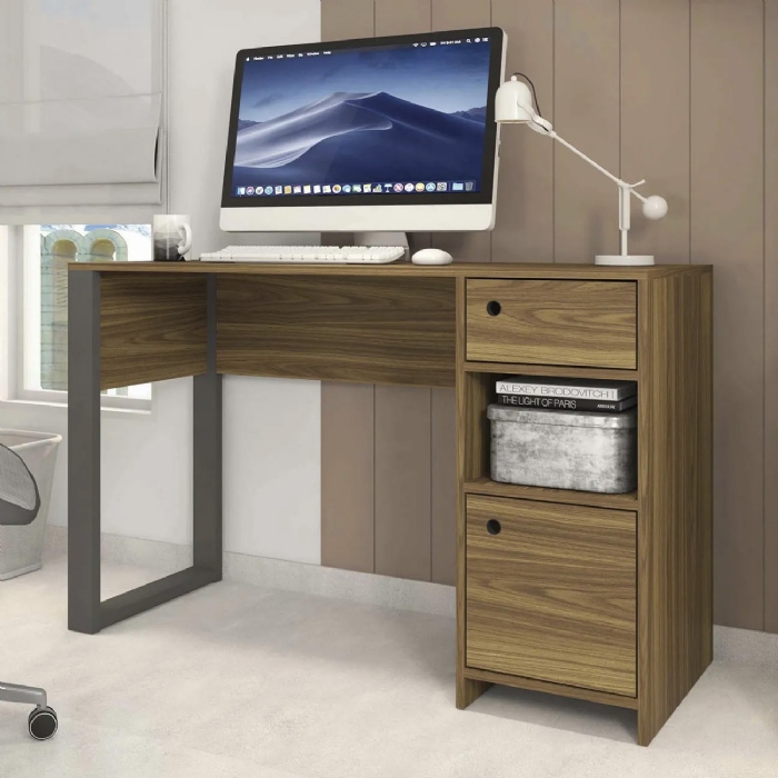 Mesa Para Computador Escrivaninha 125cm 1 Gaveta Una Mel C01 - Mpozenato