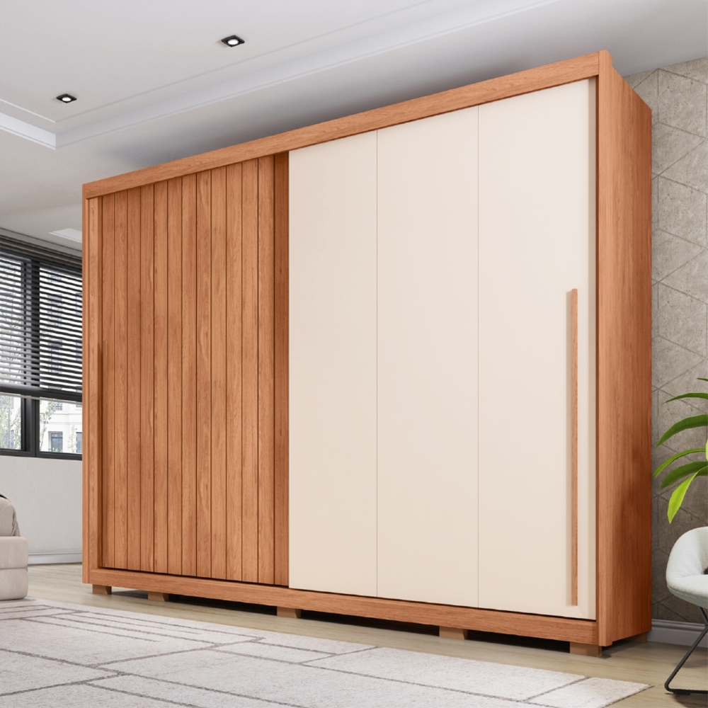 Guarda Roupa Casal 245cm Com 2 Portas Sabin Freijó/Off C01 - Mpozenato
