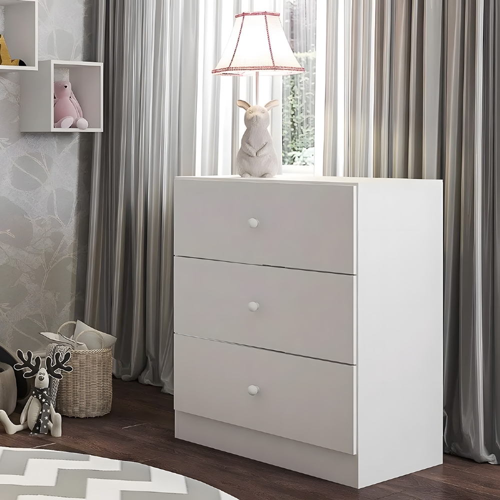 Cômoda Infantil 3 Gavetas 1133 Louise Branco - AJL Móveis