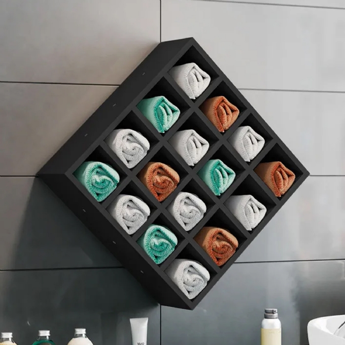 Nicho Decorativo Porta Toalha Para Salão Preto  - AJL Móveis