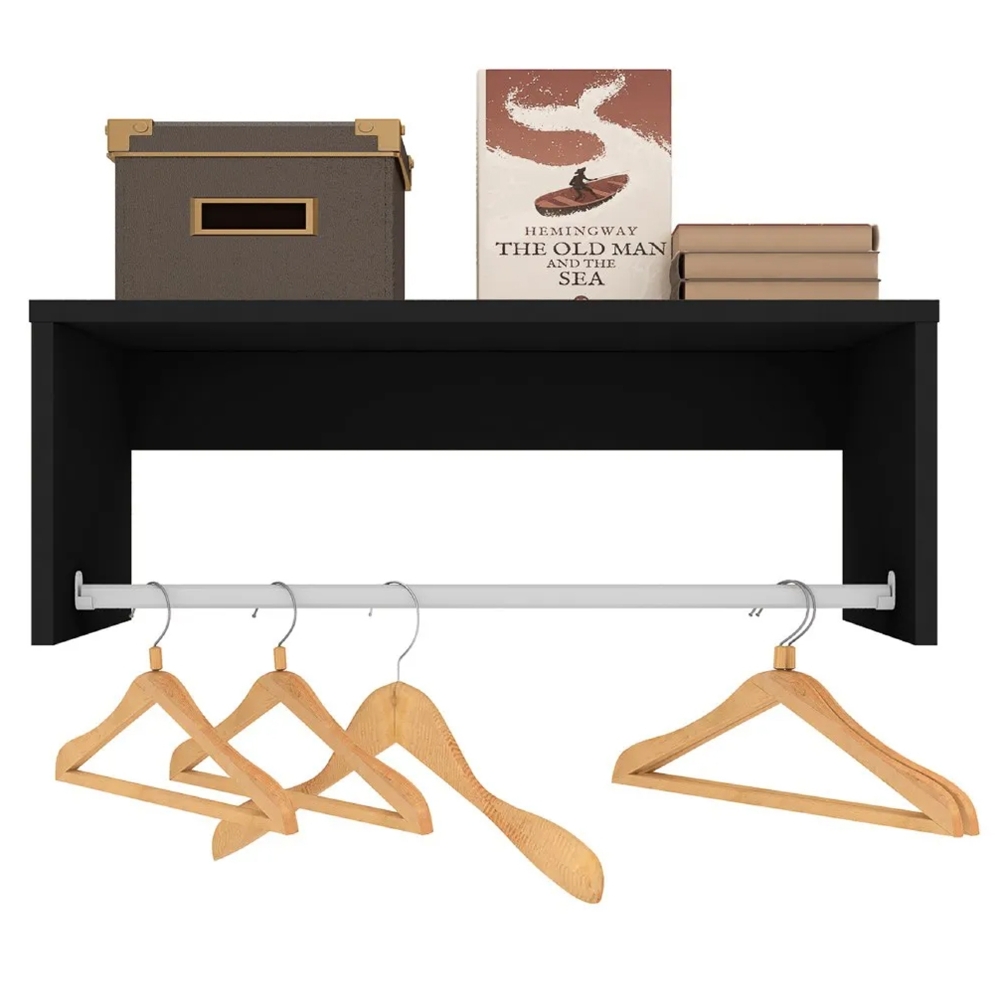 Nicho Cabideiro Suspenso Berlim Preto - Lumil Móveis