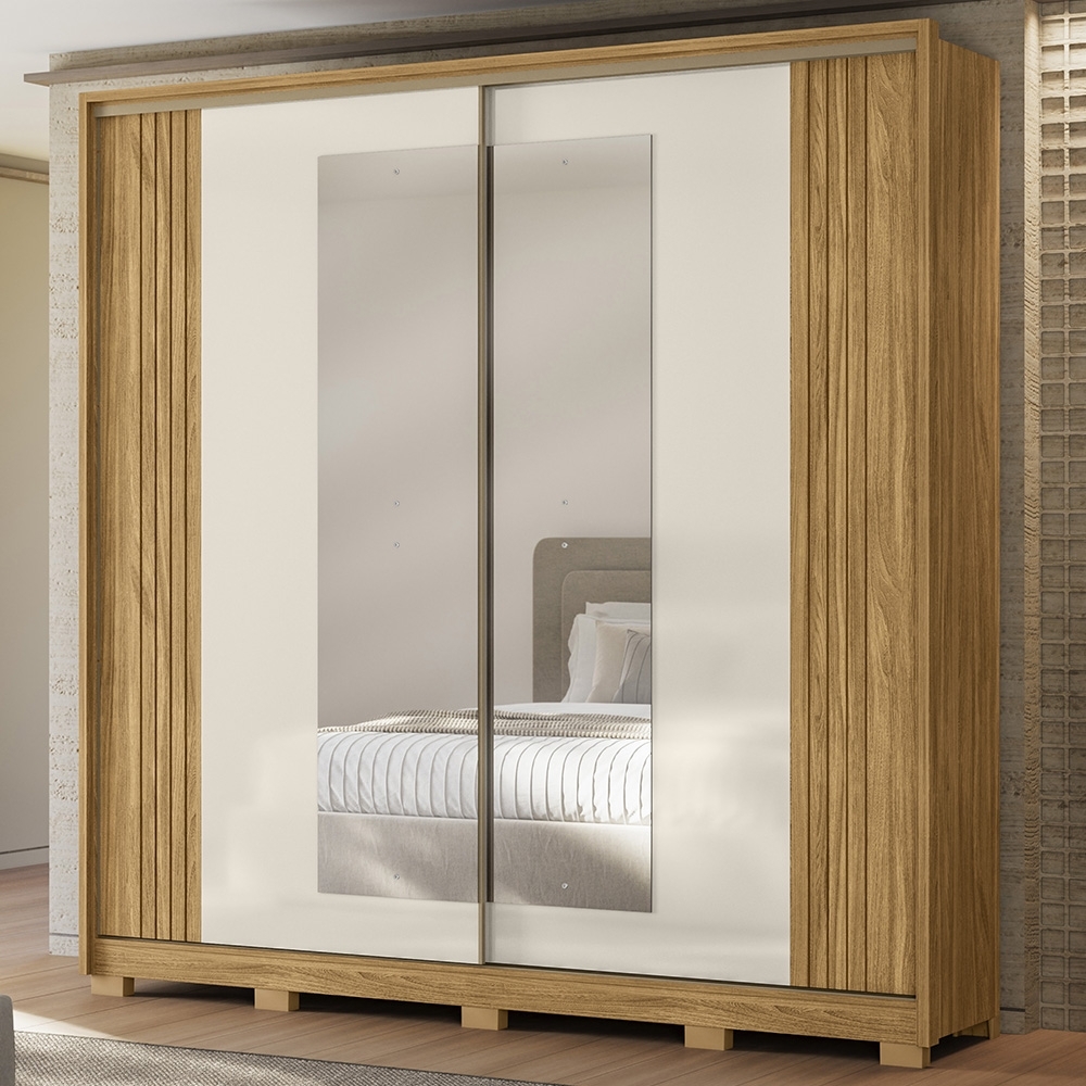Guarda Roupa Casal 230cm 2 Portas Dulla Freijó/Off Z17 - Mpozenato