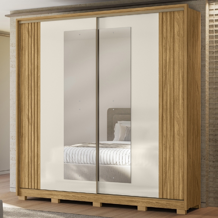 Guarda Roupa Casal 230cm 2 Portas Dulla Freijó/Off Z17 - Mpozenato