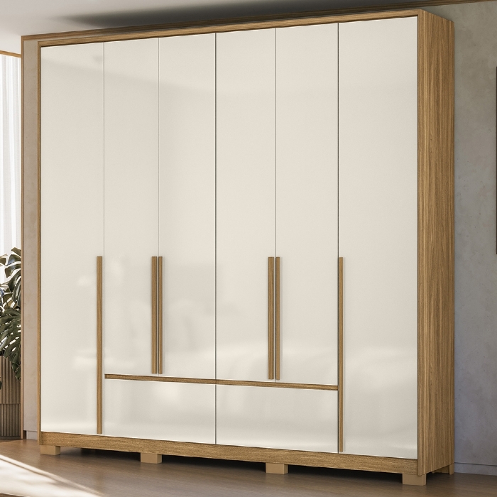 Guarda Roupa Casal 217cm 6 Portas Denali Freijó/Off Z17 - Mpozenato