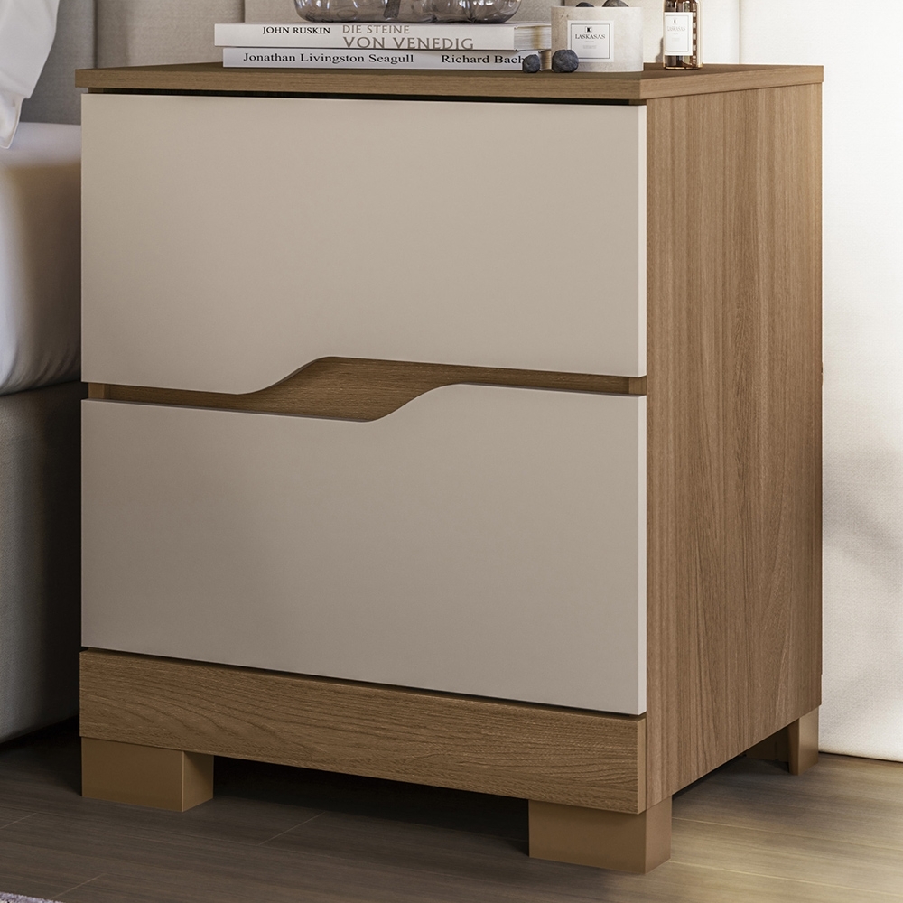 Mesa Cabeceira Para Quarto 51cm 2 Gavetas Athenas Cv/Fendi Z17 - Mpozenato