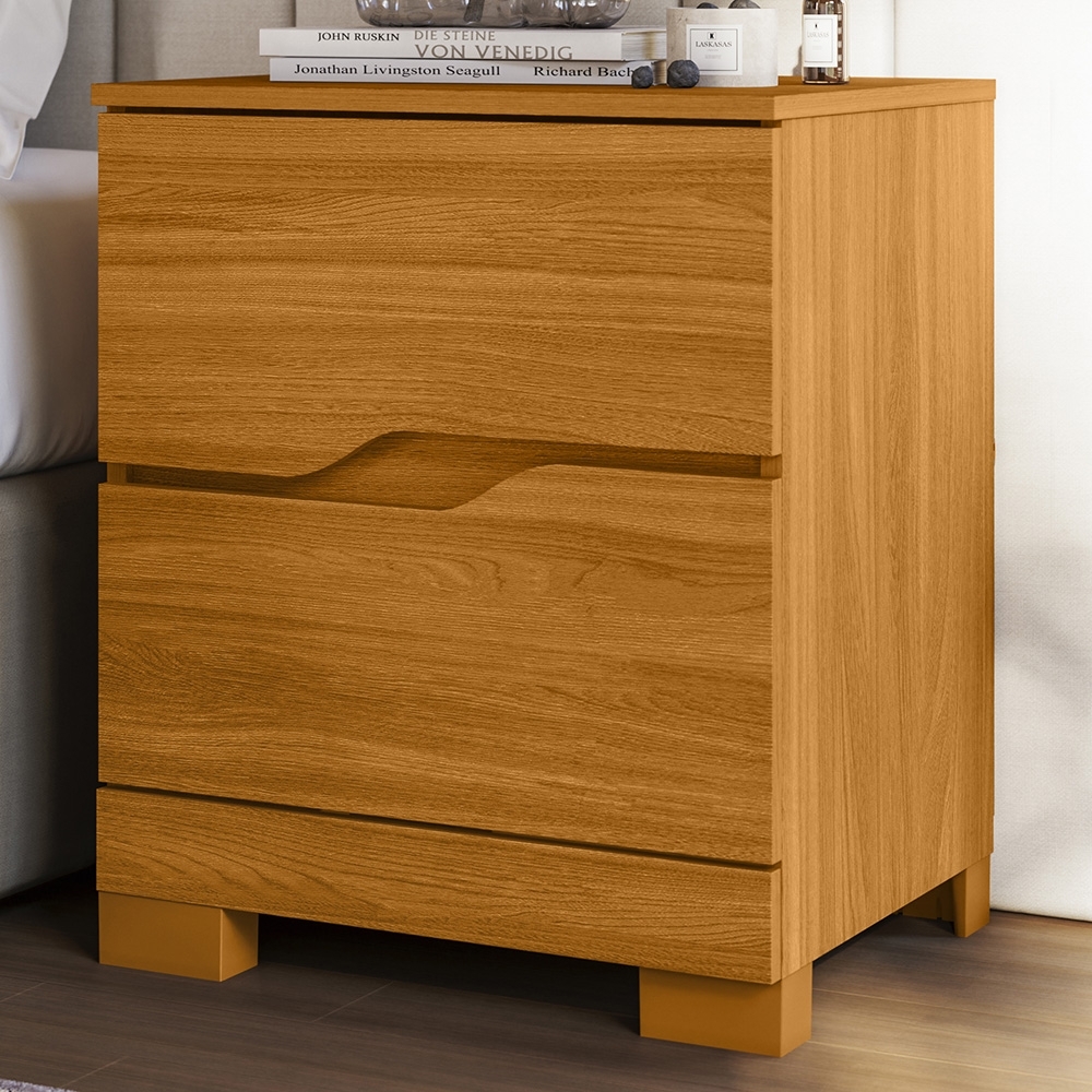 Mesa Cabeceira Para Quarto 51cm 2 Gavetas Athenas Cinamomo Z17 - Mpozenato
