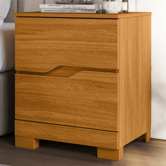 Mesa Cabeceira Para Quarto 51cm 2 Gavetas Athenas Cinamomo Z17 - Mpozenato