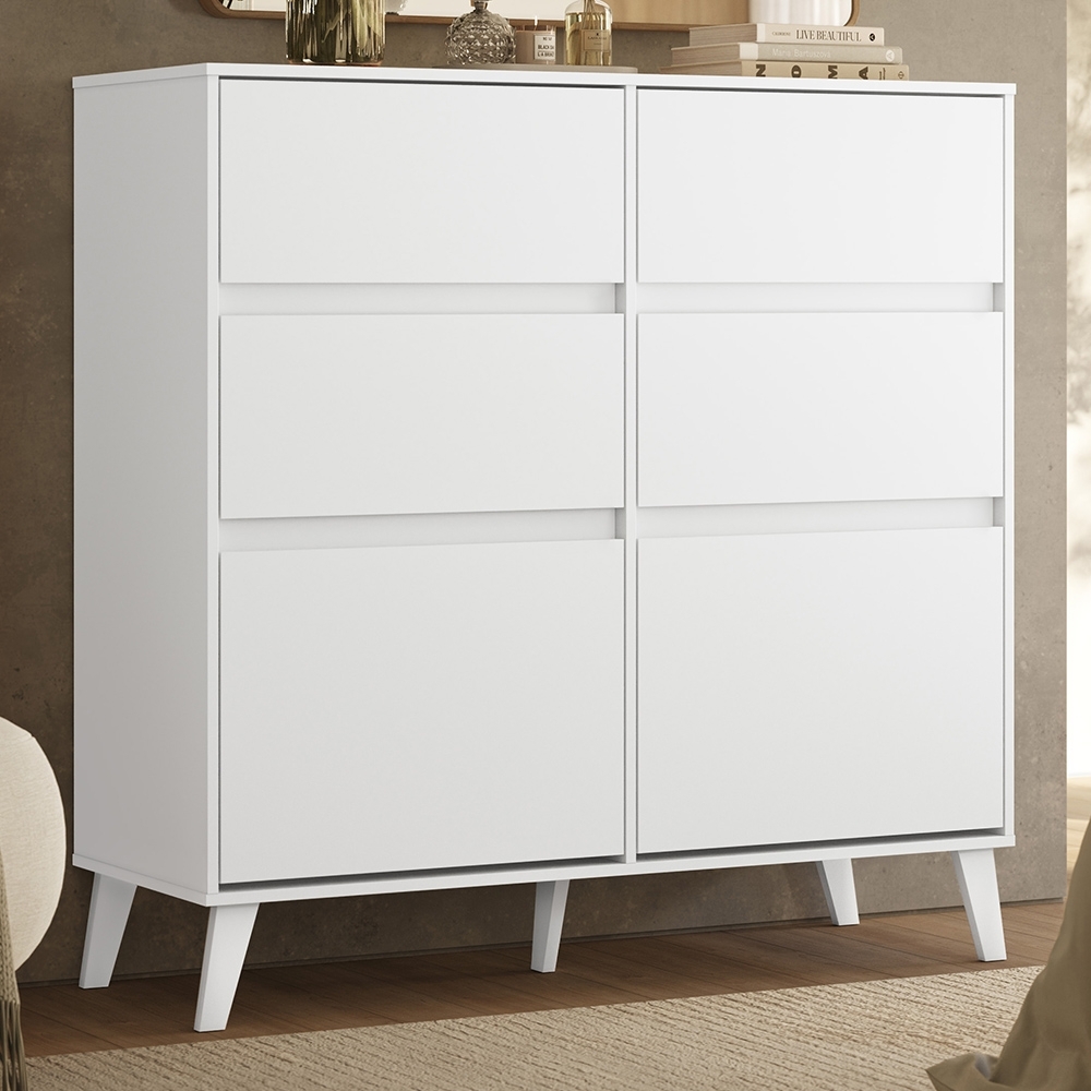 Cômoda Quarto Sapateira 120cm 4 Gavetas 2 Portas Dalia Branco A02 - Mpozenato