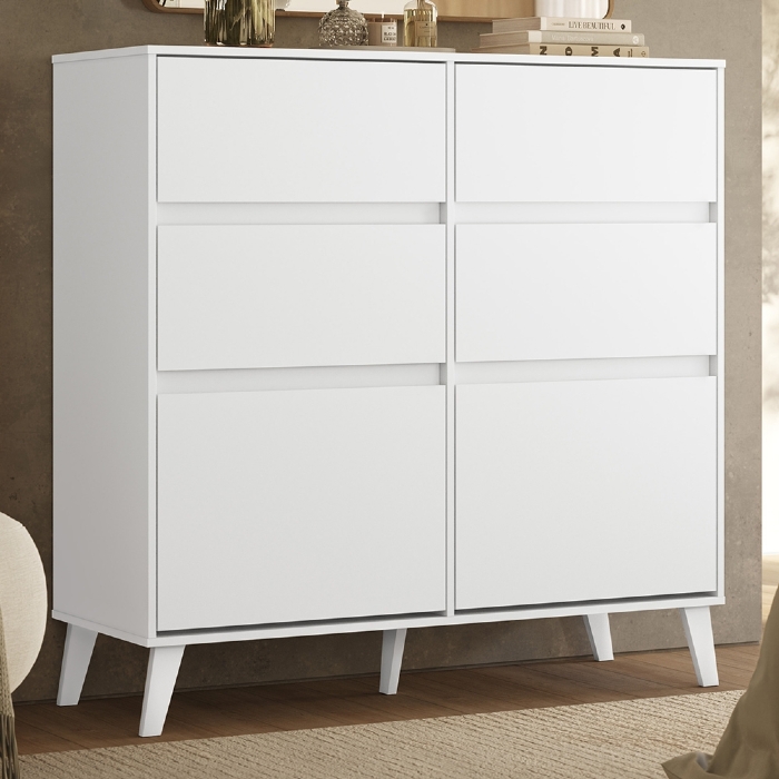 Cômoda Quarto Sapateira 120cm 4 Gavetas 2 Portas Dalia Branco A02 - Mpozenato