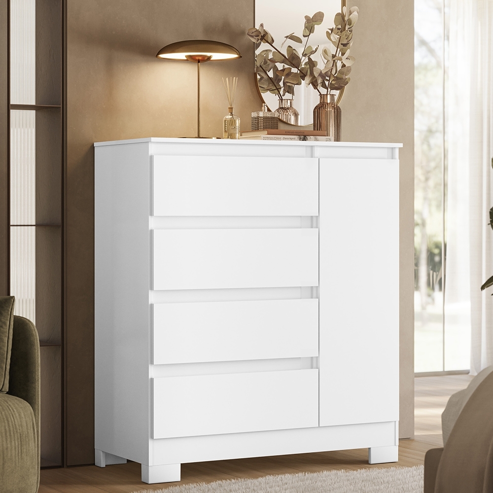 Cômoda Quarto Sapateira 84cm Lipion Flex Branco/Titanium/Rosa/Azul A02 - Mpozenato