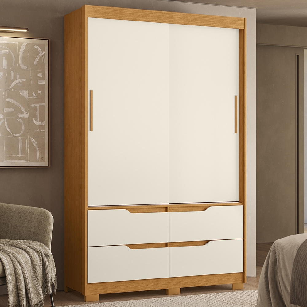 Guarda Roupa Casal 136cm 2 Portas Solare Cinamomo/Off A02 - Mpozenato