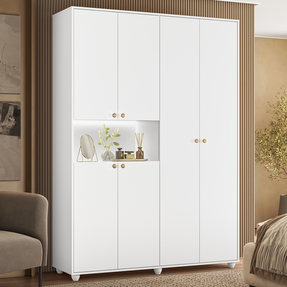 Guarda Roupa Casal 150cm 6 Portas Vittara Branco A02 - Mpozenato