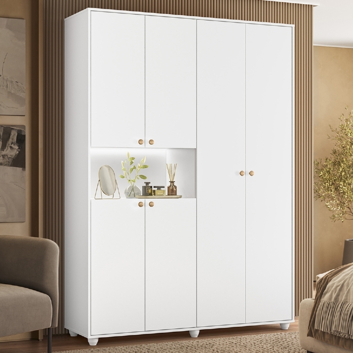 Guarda Roupa Casal 150cm 6 Portas Vittara Branco A02 - Mpozenato
