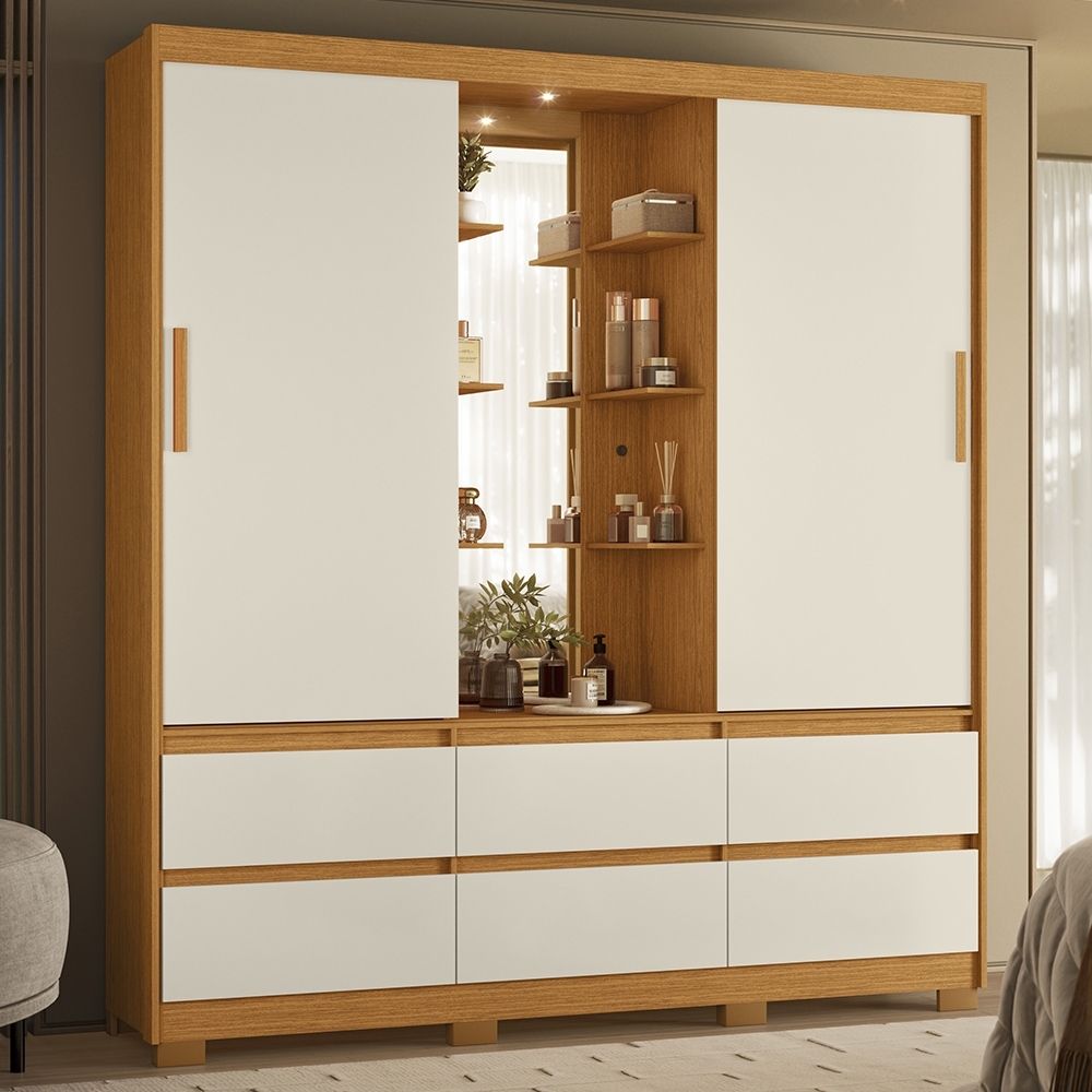 Guarda Roupa Casal 193cm 2 Portas Selene Cinamomo/Off A02 - Mpozenato