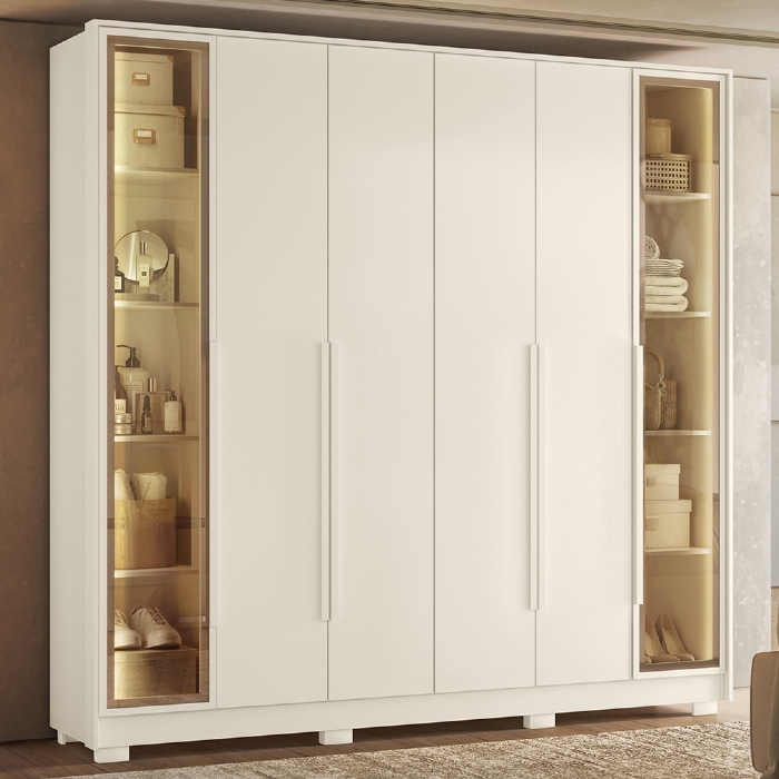 Guarda Roupa Casal 237cm 6 Portas Palermo Off Whitte A02 - Mpozenato