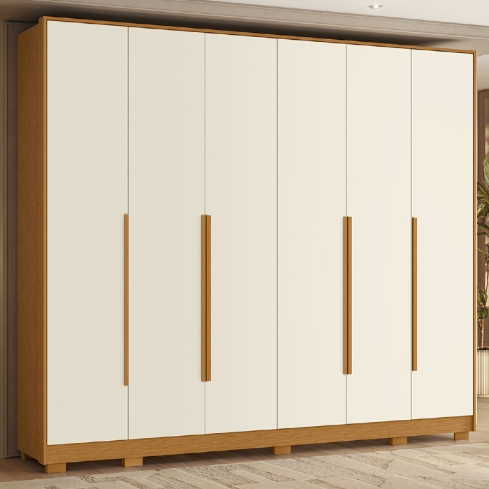 Guarda Roupa Casal 270cm 6 Portas Meraki Cinamomo/Off A02 - Mpozenato