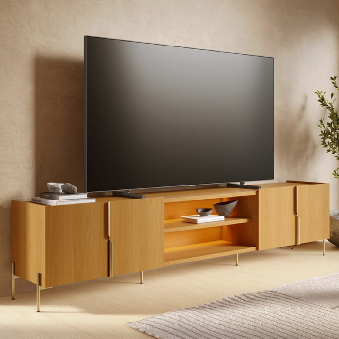 Rack TV 85 Pol 237cm Com LED Gior Naturale C05 - Mpozenato