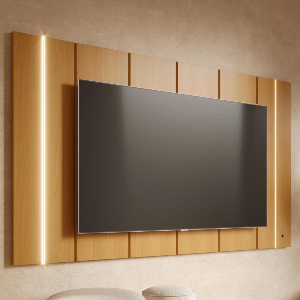 Painel TV 75 Pol Suspenso 240cm Com LED Gior Naturale C05 - Mpozenato
