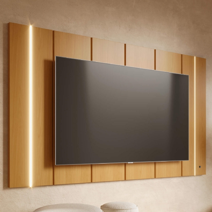 Painel TV 75 Pol Suspenso 240cm Com LED Gior Naturale C05 - Mpozenato