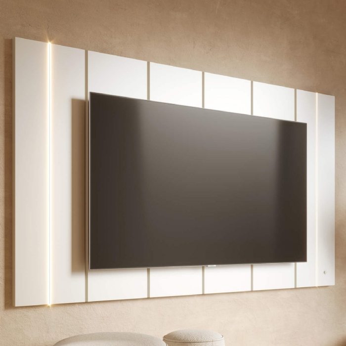 Painel TV 75 Pol Suspenso 240cm Com LED Gior Off White C05 - Mpozenato