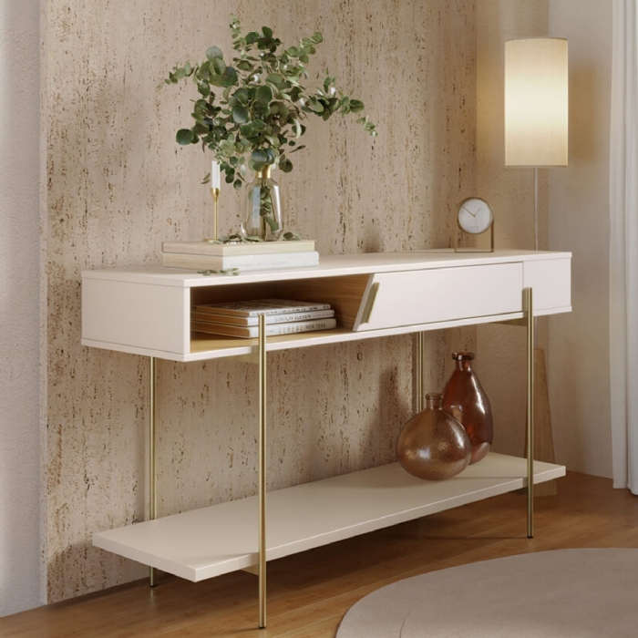 Aparador Para Sala de Estar 136cm Mercuri Off/Freijó C05 - Mpozenato