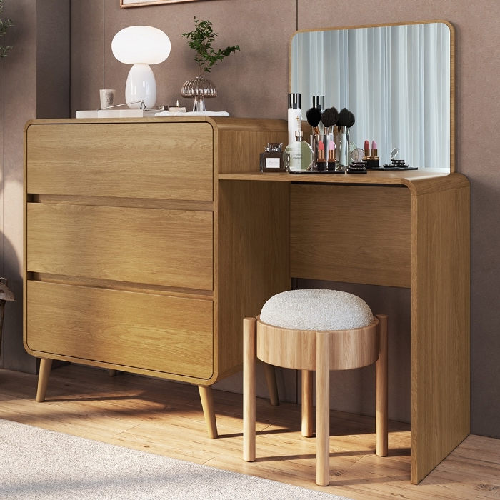 Cômoda Quarto 135cm Com Penteadeira Nuvia Castanho C06 - Mpozenato